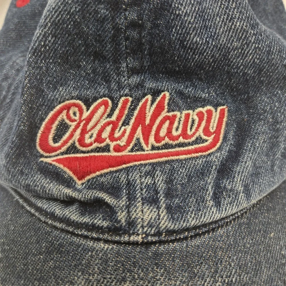 Toddler‎ Old Navy Hat Denim 4T- 5T Cap Elastic Back Red Retro Embroidered Logo